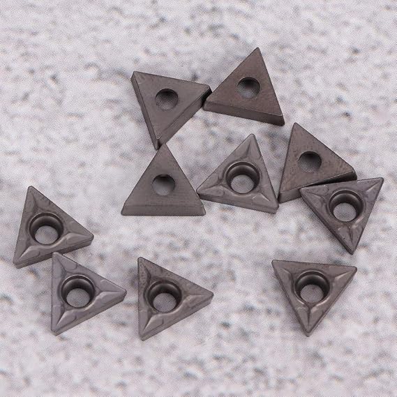 CNC Insert, 10pcs TCMT110204 VP15TF CNC Blades High Hardness Carbide Insert High Toughness CNC Lathe Tool Lathe Turning Tool Holder Replacement Insert for Steel Processing