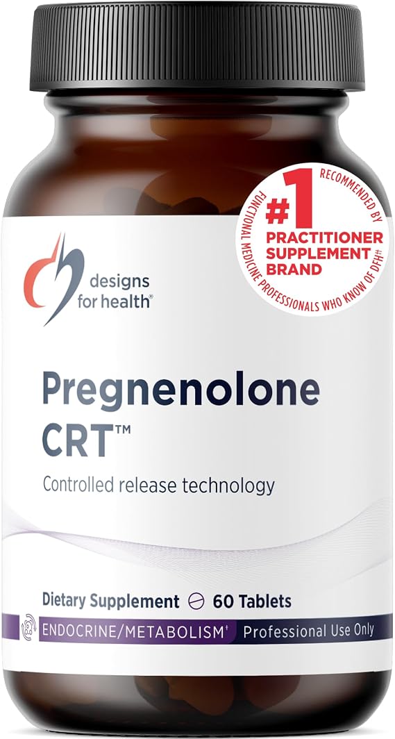 Designs for Health Pregnenolone CRT - 30mg Controlled/Time Release Pregnenolone (10-12 Hour) - Estrogen, DHEA + Testosterone Hormone Precursor for Women + Men - Vegan + Non-GMO (60 Tablets)
