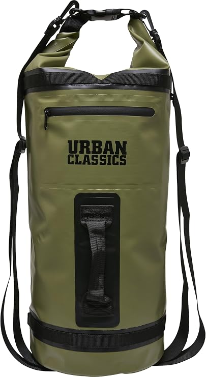 Urban Classics Unisex Backpack Multifunctional Bag Water Resistant Large Zip Pocket 2 Mesh Pockets on The Front with 2 Canvas Straps and Handle in 3 Colours 3 litres, Olive, Large