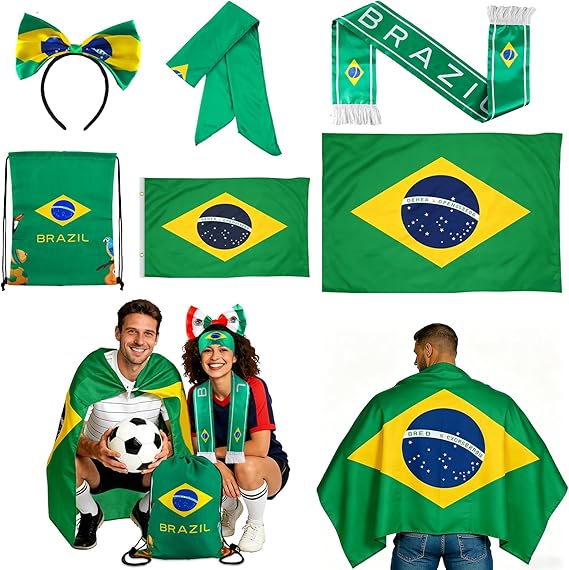 2026 Soccer Fan Cheer Kit, Flag Cape Scarf Headband Drawstring Bag, Sports Game Day Party Supplies for Match Support