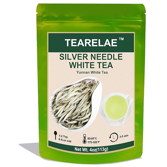 TEARELAE Silver Needle White Tea Loose Leaf, 4oz/113g, Bai Hao Yin Zhen