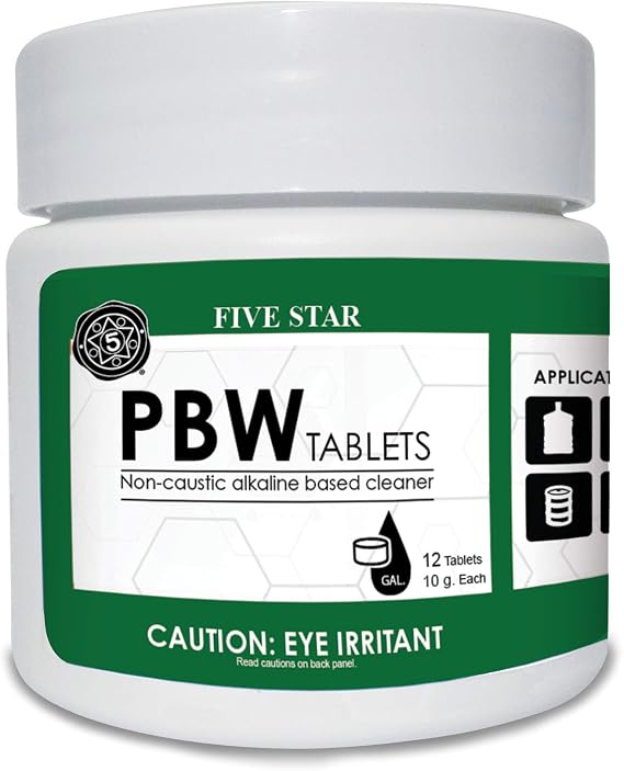 Five Star PBW Tablets - 10 g(1 Tablet Per 1 Gallon of Water) 12ct - Growler, Carboy, Keg Cleaner