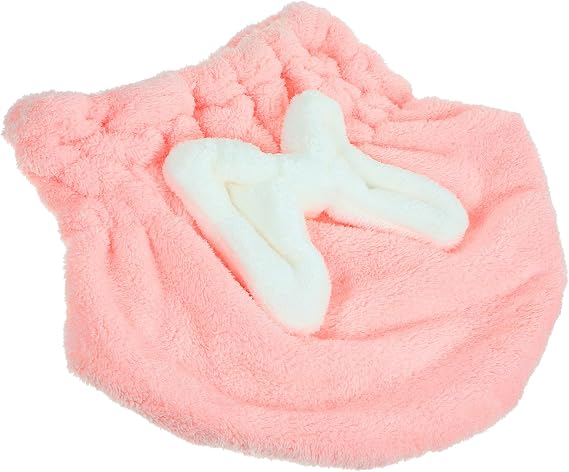 Pink Absorbent Hair Drying Turban Wrap, Quick Dry Microfiber Bath Cap
