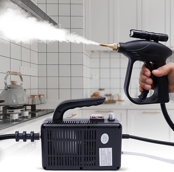 Multifunction Handheld Steam Cleaner, 1600W Electric High Pressure Steam Clean Mobile Cleaning Machine Power Steamer, High Temperature Portable Steam Cleaner for Furniture Car Household (Black)