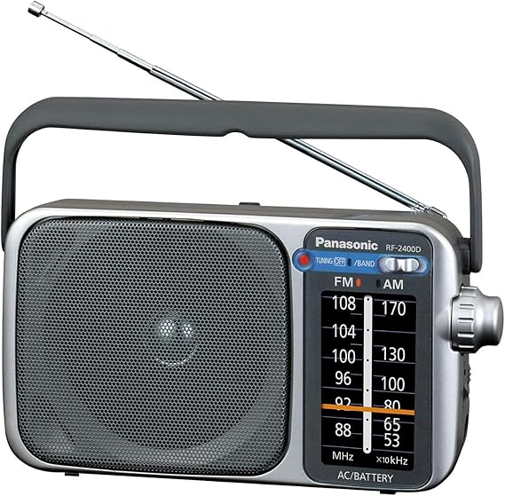 Panasonic Portable AM/FM Radio, Battery Operated Analog Radio, AC Powered, Silver (RF-2400D)