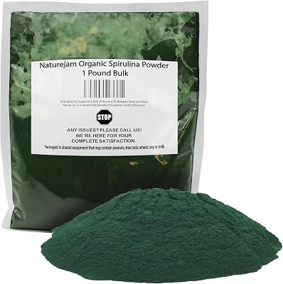 Naturejam Organic Spirulina Powder 1 Pound Bulk-Premium Culinary Grade for Smoothies