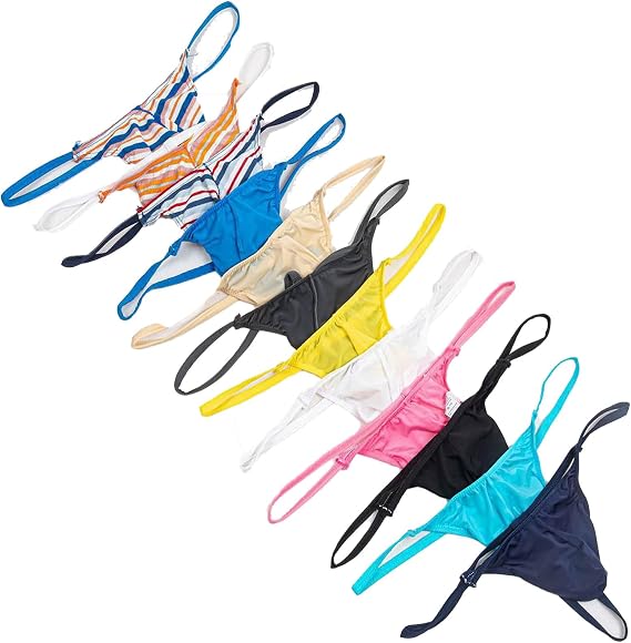Faringoto Men's Ice Silk Thong G String Lingerie For Men Sretch G-string T-back Micro
