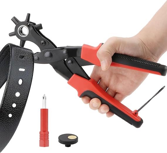 Rongon Revolving Punch Plier Kit Leather Hole Puncher Professional Belt Hole Puncher Punching Tool for Leather, Saddle, Watches Strap, Crafts, Shoe, Handbags & More