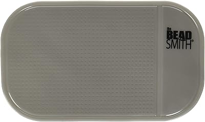 The Beadsmith Sticky Bead Mat 5.5 x 3.25 inches, Small Size, Grey Color, Anti-Slip Pad, Rinse and Reuse Technology, Ideal for Diamond Painting, Jewelry Making, Beads Sorting