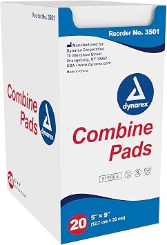 Dynarex White Abdominal Pad Sterile 5 X 9 Inch 3501, 20 ct
