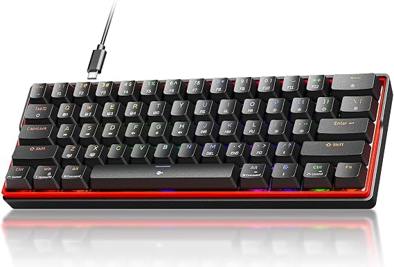 KEMOVE K61SE Gaming Mechanical Keyboard, 60 Percent Wired RGB Backlit N-Key Rollover Compact Mini 61 Keys Keyboard for PC Laptop, Blue Switch