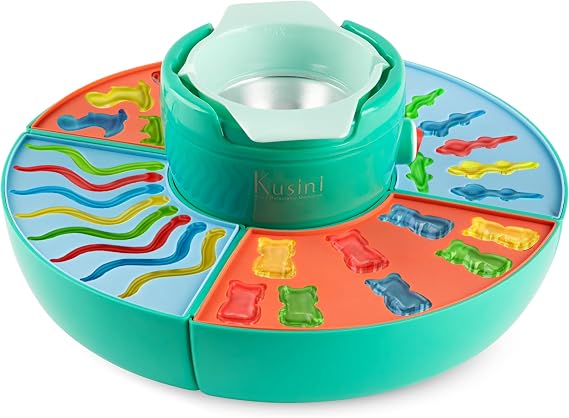 Kusini Gummy Candy Making Kit for Kids & Adults - 4 Mold Shapes, Heating Base Gummy Bear, Candy Lab Machine Maker Unique Fun Gifts for Kids Ages 6+ Years Old Girl & Boys, DIY Science Crafts Kits