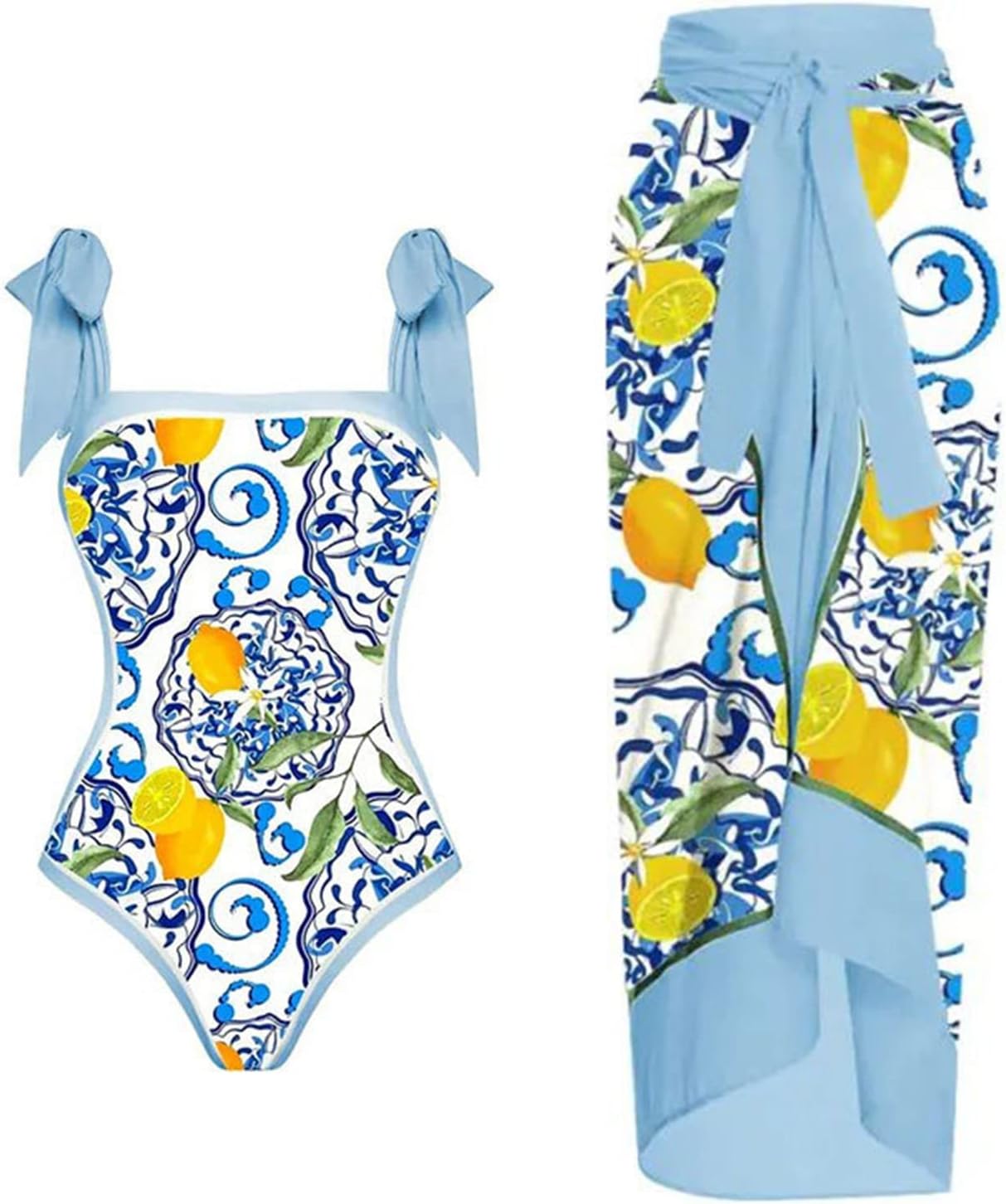 Bikini Sets for Women, One Piece Swimsuit Matching Cover Ups Floral Sexy Bikini Sets High Cut Two Pieces Bathing Suit