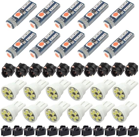 Red T5 2721 37 74 Wedge Led Bulb PC74 And White T10 194 168 PC194 PC195 PC161 PC158 With Twist Lock Socket Dash Instrument Cluster LED Light Bulbs