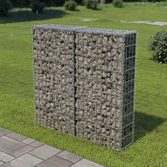Gabion Wall with Covers Galvanized Steel,Gabion Mesh Wire Wall Panel Garden Stone Wire Basket Fencing Patio Decorative Fence for Outdoor Landscape Lawn 39.4"x7.87"x39.4"