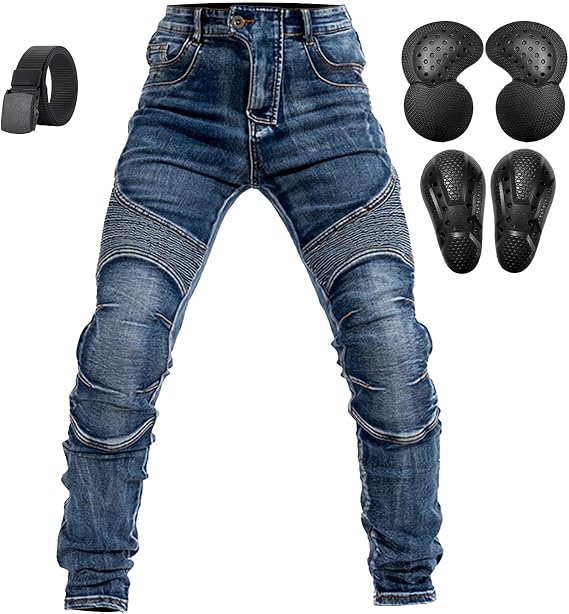 Men's Motorcycle Trousers Protective Safety Jeans Motocross Stretch Tear Resistant Daily Retro Racing Riding Jeans CE Raised Removable Armor