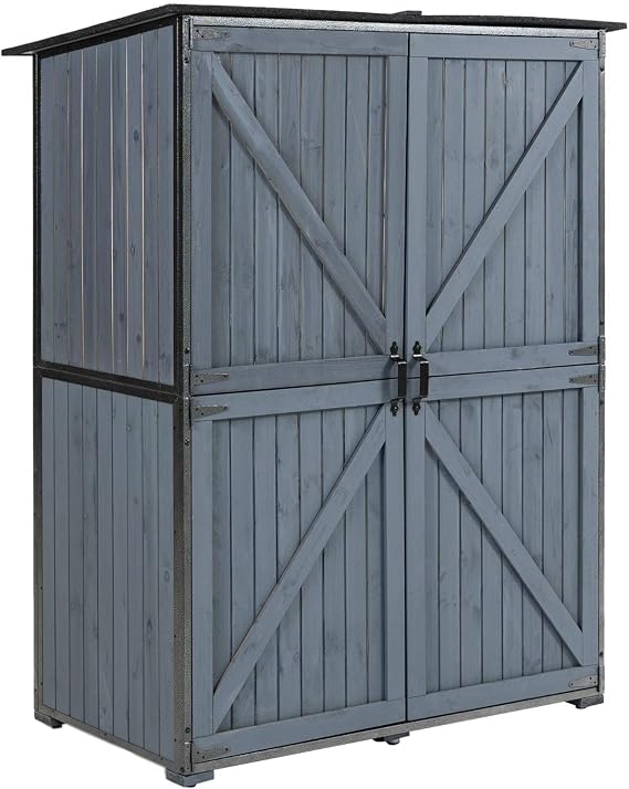 Outdoor Storage Shed 55.1"x29.1"x68.9", with Strong Magnetic Door Catch, Garden Tool Storage Cabinet, Waterproof Backyard Shed, 3-Tier Shelves for Patio Lawn Yard Organization
