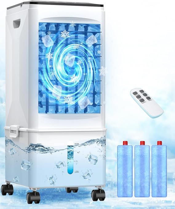 Portable Air Conditioners, [2.5 Gal] Fast Cooling Evaporative Air Cooler, 60W Quiet Portable AC Unit w/Remote & Timer, 4-IN-1 Swamp Cooler, Windowless Air Conditioners Fan for Bedroom Dorm Garage