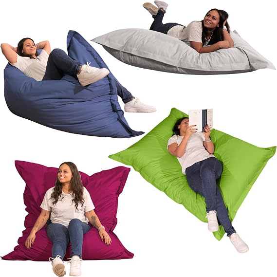 bananair Outdoor Bean Bag XXL Waterproof - Comfortable Versatile UV-Resistant Machine Washable Cover - Bean Bag Children and Adults for Garden Ideal Also Indoor - 180 x 140 cm - Light Grey