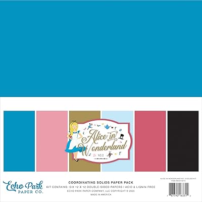 Echo Park Paper Company Alice in Wonderland no. 2 Solids Kit paper, us:one size, blue, black, pink, red
