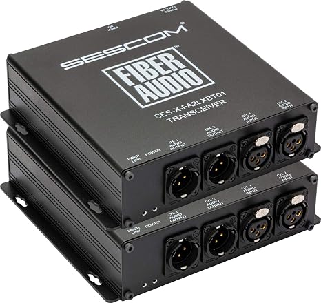 Sescom SES-X-FA2LXBT01 Audio Over Fiber Extender - 2 CH Balanced XLR Bi-Directional Line Level Audio & ST Fiber Connect
