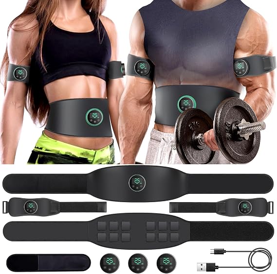 Ultimate Abs Trainer Muscle Stimulator 8 Exercise Modes 25 Intensity Levels EMS Abdominal Muscle Toner Small Portable 3 in 1 Charging Tactical X Abs Training Stimulator Machine for Unisex