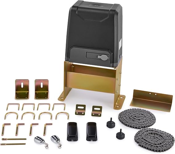 CO-Z Upgraded 3300lb Sliding Gate Opener, 550W Automatic Gate Opener with Safety Sensor for Doors up to 40ft, Chain Driven Driveway Gate Opening System, Complete Gate Opener Kit with Remote Control