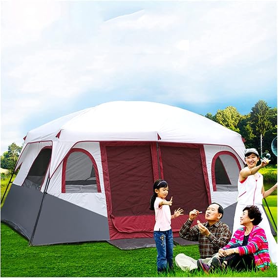 12 Person Family Camping Tent | 2 Bedroom Cabin Tent with Sewn-In Groundsheet | Full Waterproof Outdoor Shelter for Festivals