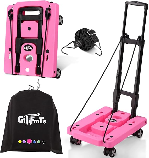 GtIiFmTe Foldable Hand Truck, Lightweight Luggage Cart for Airport Car Seat