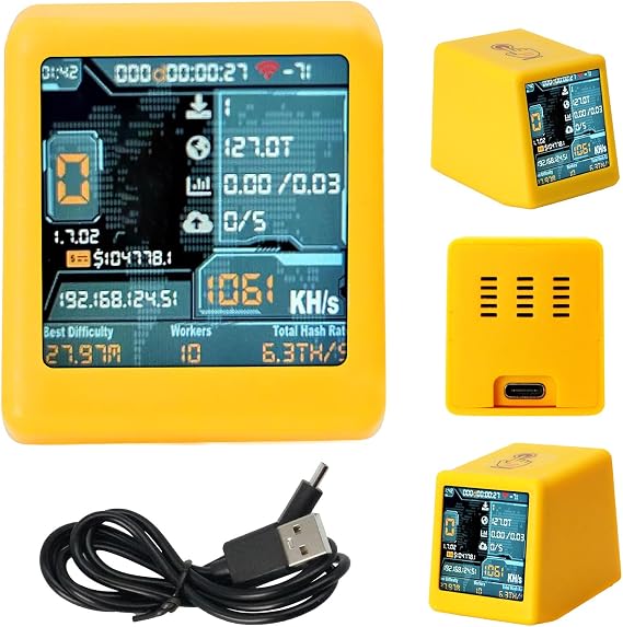 V2 Bitcoin Miner Binghe 1060 KH/s V2 Intelligent Display with ESP32 and Table Clock Bitcoin Miner BTC Solo Lottery Bitcoin Crypto Lottery Compatible with v2