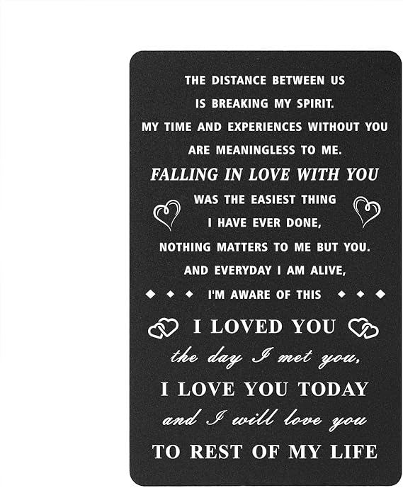 TGCNQ Long Distance Relationship Gifts, Romantic Love Plaque with Quote, Miss You Cards, I Will Love You for The Rest of My Life Gifts for Him Her