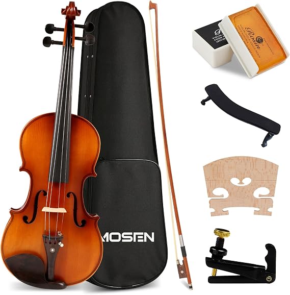 MOSEN 4/4 Full Size Solid Maple Violin Fiddle Ebony Fittings Beginner Kit