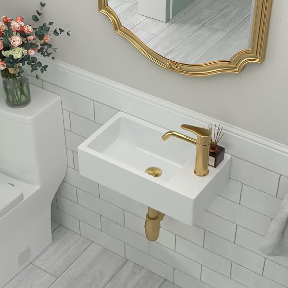 Wall Mount White Ceramic Bathroom Sink