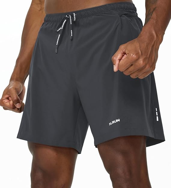 TLRUN Men's Running Shorts 5 inchs Ultra Lightweight with 5 Pockets Quick Dry Marathon Athletic Run Shorts Linerless | Ultra-lightweight quick-dry shorts with 5 pockets for phone, keys and gels. Linerless design allows unrestricted movement