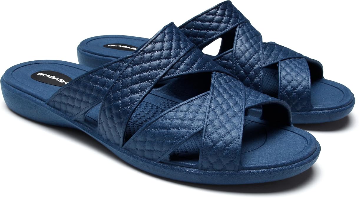 OKABASHI Womens Cross Strap Flip Flops - Sandals
