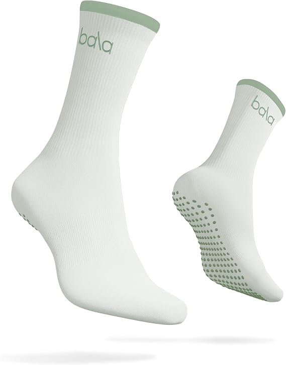 Bala High Pilates Socks for Women, Non-Slip Classic Crew Socks