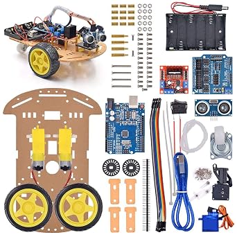 Smart Robot Car Chassis Kit with UNO R3 Module - Educational DIY Toy, 2WD with Battery Box and Speed Encoder for Tracking Obstacle Avoidance - Designed for Beginners to Learn Programming