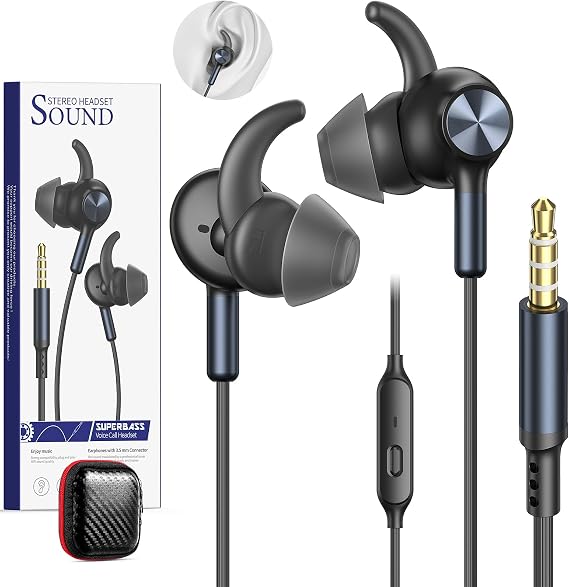 ASKUBSKU 3.5mm Wired Headphones with Mic School Supplies Wired Earbuds