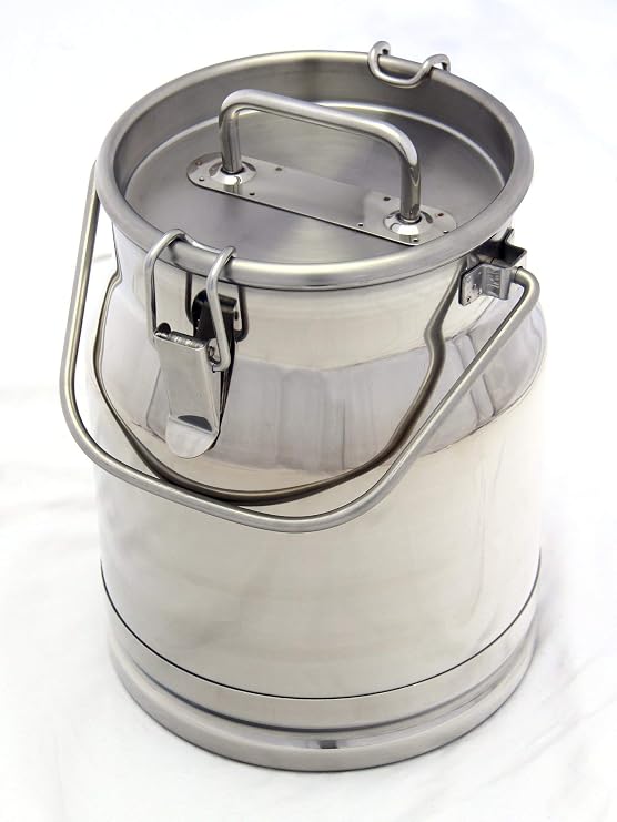 Stainless Steel Milk Transport Cans with Strong, Sealed Lid and Spigot Dispenser (10 Liter (2.6 Gal.) with Spigot)