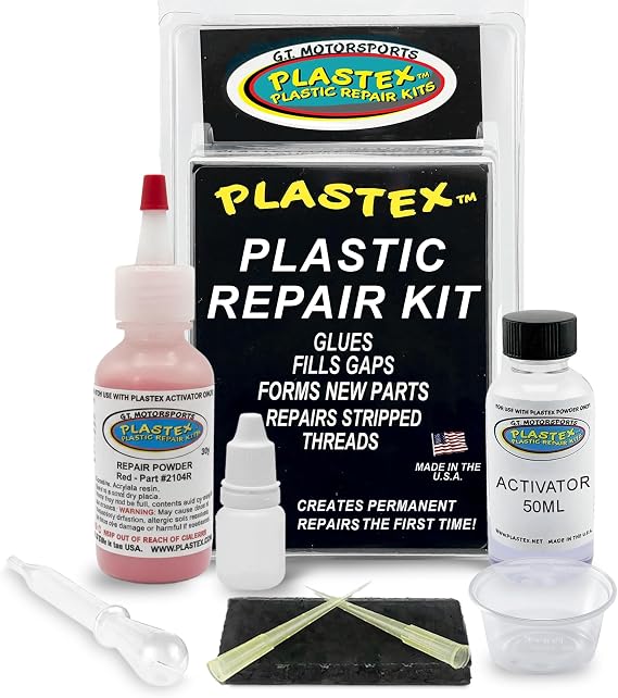 Plastex Plastic Repair Kits - Easily Glue, Repair or Remake Broken Plastic, Fiberglass, Wood & More! (Standard Red Kit)