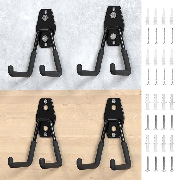 HUHOLE 4 Pack Wall Mount Garage Storage Hooks