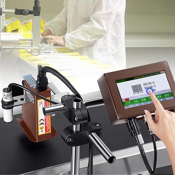 Thermal Inkjet Printer, Date Encoder with Touchscreen, Automatic Inkjet Coding Machine, Online Coding Machine(Black,12.7mmWidth)