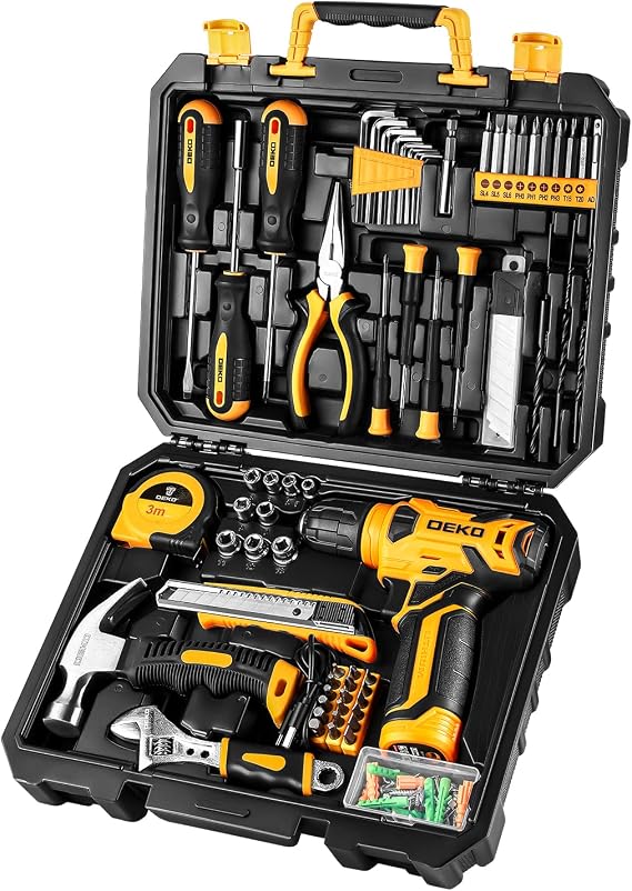 8V Electric Drill Included, 126 Piece Tool Set, Tool Set, DIY Set, Drill, Electric Tool Set, Home Use, Home Tool Set, Furniture Assembly, Home Maintenance, Carpenter Tool Set, Convenient Storage Case