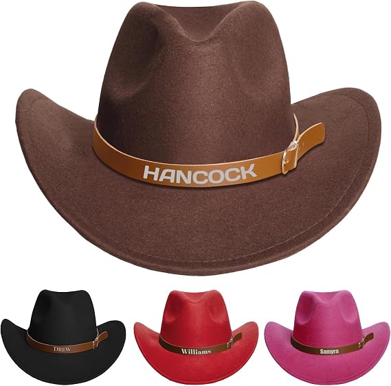 Custom Toddler Cowboy Hat with Engraved Name Hatband,3-10 Kids Cowboy Cowgirl Hats for Boys Baby Girls Youth Childrens