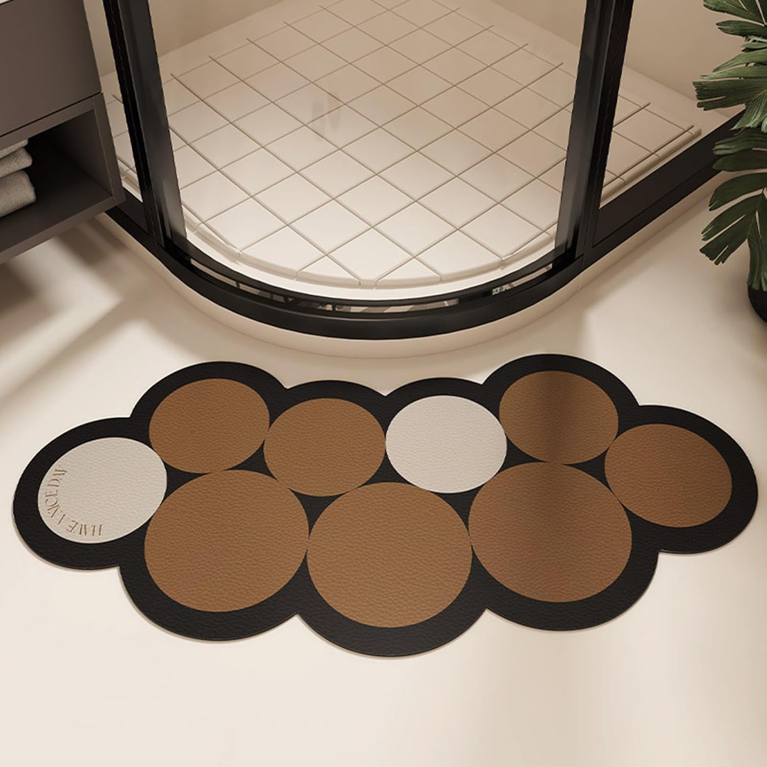 Quadrant Shower Mat, Super Absorbent Diatomite Curved Bath Mat, Non Slip Quick Drying Curved Shower Mat Outside Shower, Easy to Clean,B,48x100cm19x39in