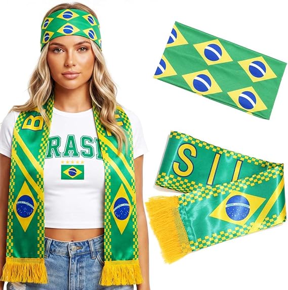 CAKURE Soccer Fan Headband Set Flag Print Sports Headbands for Adult
