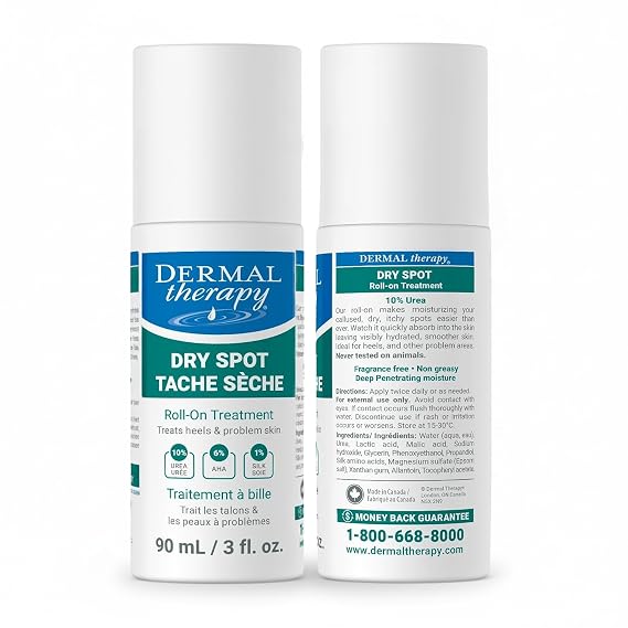 Dermal Therapy Dry Spot Treatment Roll-On with 10% Urea & 6% AHAs Hydrating & Exfoliating Care for Very Dry Skin on Feet, Heels, Elbows & More Fragrance-Free, Hands-Free Application