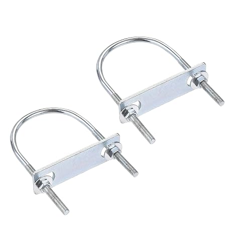 uxcell Round U-Bolts 2 Sets 2.36"(60mm) Inner Width 110mm Length Steel M6 with Nut, Plate, Washer