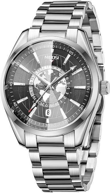 NIBOSI Mens Watches Analog Quartz Stainless Steel Waterproof with Date