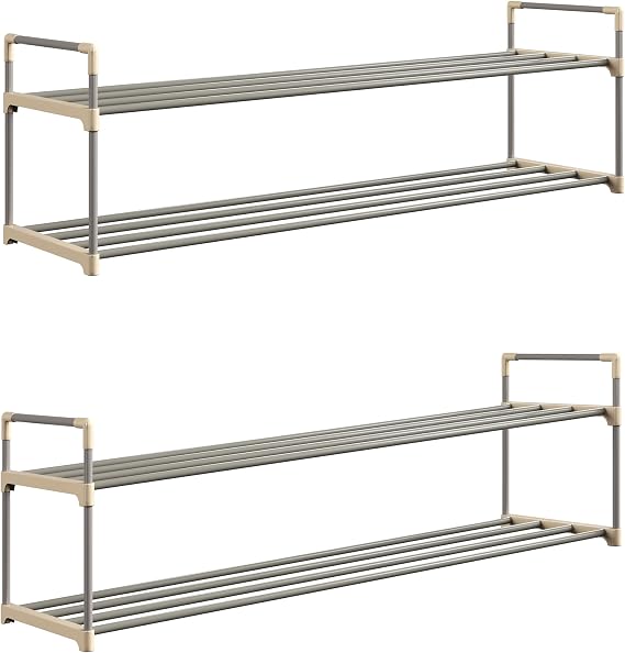 Home-Complete Shoe Storage Rack, 2-Tier Organizer for Closet, Bathroom, Entryway, 2 sets